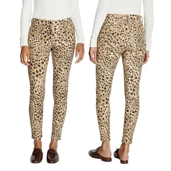 NWOT J McLaughlin Baxter Safari Jeans‎ Leopard Print Zip Ankle Size 8 Pants - Picture 2 of 11